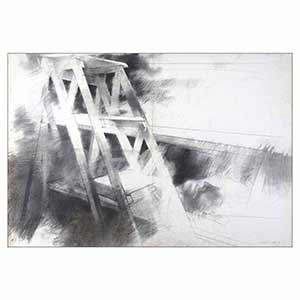 Gilles Le Dez, escabeau-tete,  x cm, techniques mixtes, papier, 1982