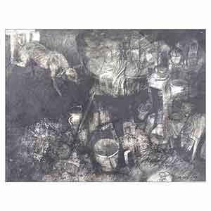 Gilles Le Dez, debarras-chien,  x cm, techniques mixtes, papier, 1983