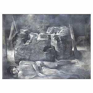 Gilles Le Dez, narcisse,  x cm, techniques mixtes, papier, 1987