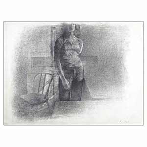 Gilles Le Dez, penombre-femme,  x cm, techniques mixtes, papier, 1987