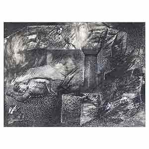 Gilles Le Dez, sieste,  x cm, techniques mixtes, papier, 1987