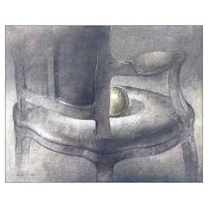 Gilles Le Dez, caqueteuse-pomme,  x cm, techniques mixtes, papier, 1992