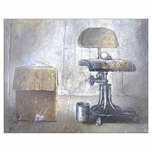 Gilles Le Dez, chaise-pivot-boites,  x cm, techniques mixtes, papier, 1992