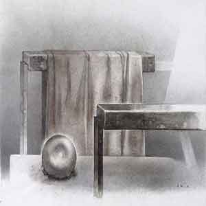 Gilles Le Dez, geometrie-pomme-voile,  x cm, techniques mixtes, papier, 1993