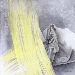 Gilles Le Dez, traces-jaunes,  x cm, techniques mixtes, papier, 1993
