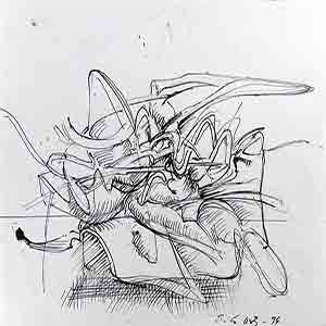Gilles Le Dez, mouvement-aleatoire,  x cm, techniques mixtes, papier, 1994