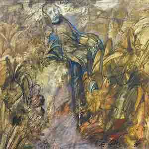 Gilles Le Dez, somnolence-vegetaux,  x cm, techniques mixtes, papier, 1996
