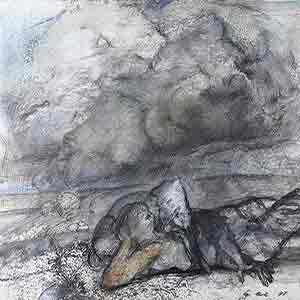 Gilles Le Dez, maitre-chien-nuages,  x cm, techniques mixtes, papier, 1997