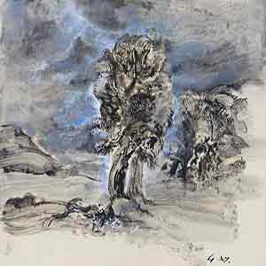 Gilles Le Dez, arbre-orage,  x cm, techniques mixtes, papier, 1998