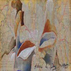 Gilles Le Dez, carte-feuilles,  x cm, techniques mixtes, papier, 1999