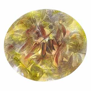 Gilles Le Dez, feuillage-roux, techniques mixtes, papier, 2000.