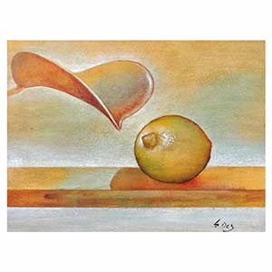 Gilles Le Dez, feuille-citron, techniques mixtes, papier, 2000.