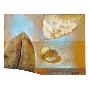 Gilles Le Dez, feuilles-fruit, techniques mixtes, papier, 2000.