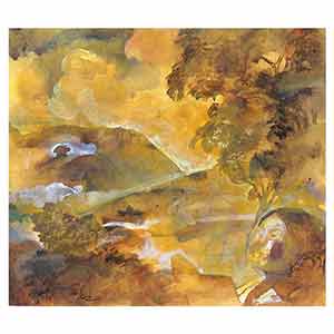 Gilles Le Dez, lectrice-paysage, techniques mixtes, papier, 2000.