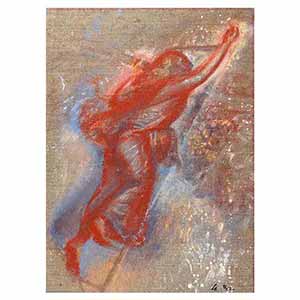 Gilles Le Dez, femme-echelle, techniques mixtes, toile, 2001.