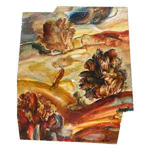 Gilles Le Dez, vallee-homme-arbres, techniques mixtes, papier, 2001.