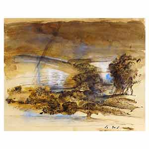Gilles Le Dez, paysage, techniques mixtes, papier, 2002.