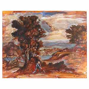 Gilles Le Dez, paysage-homme, techniques mixtes, papier, 2003.