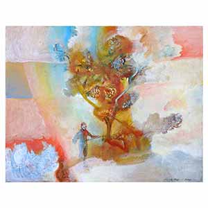 Gilles Le Dez, champs-homme-arbre, techniques mixtes, papier, 2004.