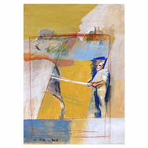 Gilles Le Dez, animal-homme, techniques mixtes, papier, 2005.