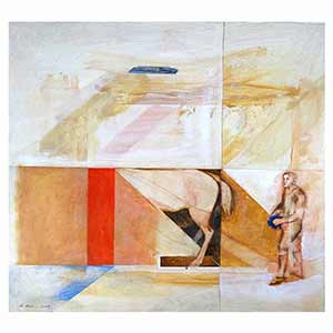Gilles Le Dez, sillon-cheval-homme, techniques mixtes, papier, 2005.