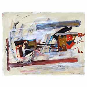 Gilles Le Dez, paysage-village, techniques mixtes, papier, 2006.