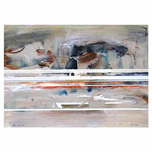 Gilles Le Dez, rail-barriere-paysage, techniques mixtes, papier, 2006.