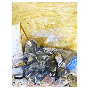 Gilles Le Dez, gravats-vetement, techniques mixtes, papier, 2008.