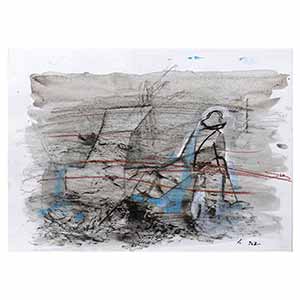 Gilles Le Dez, passage-sol-homme, techniques mixtes, papier, 2009.