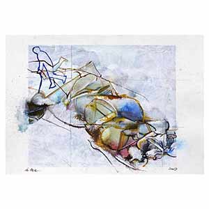 Gilles Le Dez, sillon-cultivateur, techniques mixtes, papier, 2010.