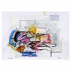 Gilles Le Dez, strates-sol, techniques mixtes, papier, 2009.