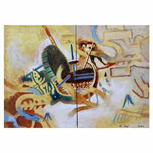 Gilles Le Dez, homme-meule-cheval, techniques mixtes, papier, 2010.
