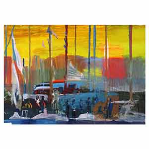Gilles Le Dez, passerelle-bateaux, techniques mixtes, papier, 2013.