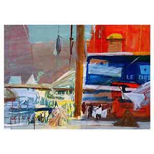 Gilles Le Dez, voiliers-quai, techniques mixtes, papier, 2013.