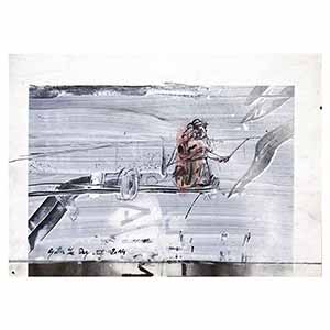 Gilles Le Dez, homme-ouvrage, techniques mixtes, papier, 2014.