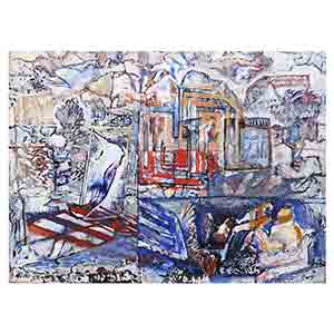 Gilles Le Dez, labyrinthe-paysage, techniques mixtes, toiles, 2015.