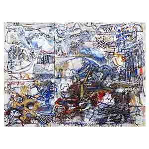 Gilles Le Dez, paysage-culture, techniques mixtes, toiles, 2015.