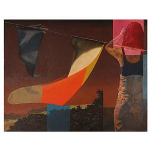 Gilles Le Dez, fanion-femme, techniques mixtes, toile, 2016.