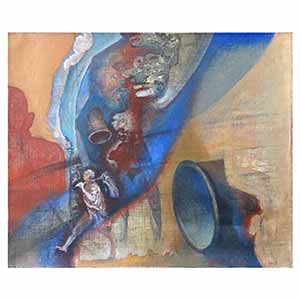 Gilles Le Dez, gobelet-montagne, techniques mixtes, toile, 2017.