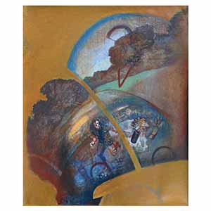 Gilles Le Dez, jardin-course, techniques mixtes, toile, 2017.