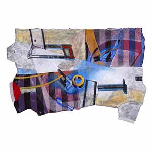 Gilles Le Dez, outils-passage, techniques mixtes, textile, 2017.