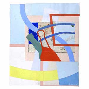 Gilles Le Dez, bouteille-carte-mouvement, 51 x 42 cm, techniques mixtes, papiers, 2018