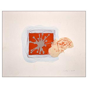 Gilles Le Dez, cosmos-orange, 33 x 41 cm, techniques mixtes, papier, 2019.