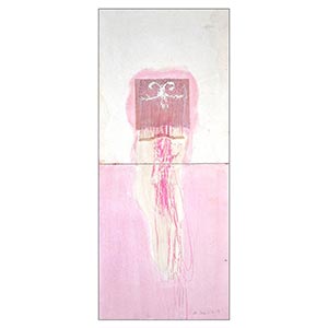 Gilles Le Dez, courbes-verticlale-rose, diptyque, 54 x 22 cm, techniques mixtes, papier, 2019.