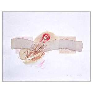 Gilles Le Dez, onde-boucle-rouge, 38 x 46 cm, techniques mixtes, papier, 2019.
