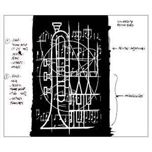Gilles Le Dez, Projet d'affiche récital trompette et orgue,  x cm, encre, papier, 1994