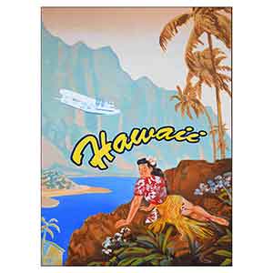 Gilles Le Dez, Affiche peinte vintage, Hawaii,  x cm, peinture, papier, 2013