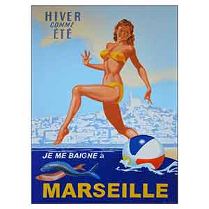 Gilles Le Dez, Affiche vintage, Marseille,  x cm, peinture, papier, 2013