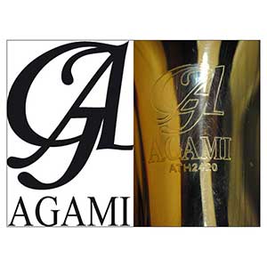 Gilles Le Dez, Logo pour la marque de trompettes Agami,  x cm, gravure, cuivre, 2012